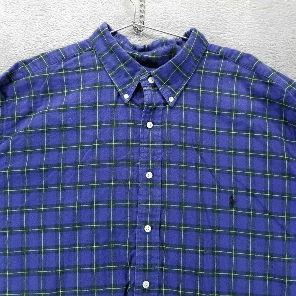 Polo Ralph‎ Lauren Shirt Mens 3XB Blue Plaid Button Up Long Sleeve Classic Fit